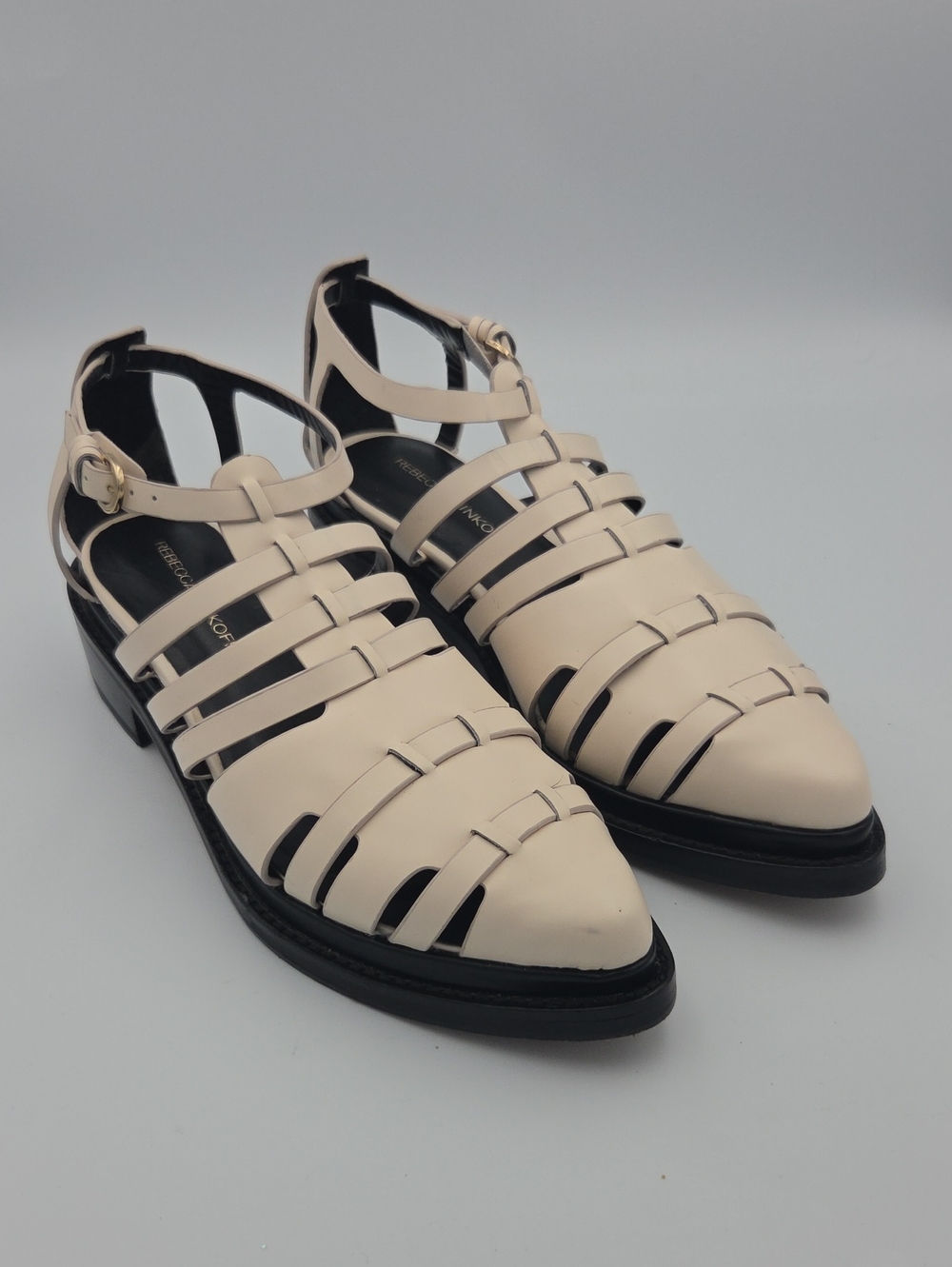 Rebecca Minkoff Cream Strappy Leather Fisherman Flats Size 9